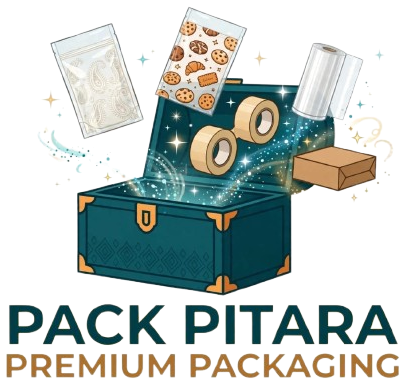 Pack Pitara logo: a teal chest full of packaging material